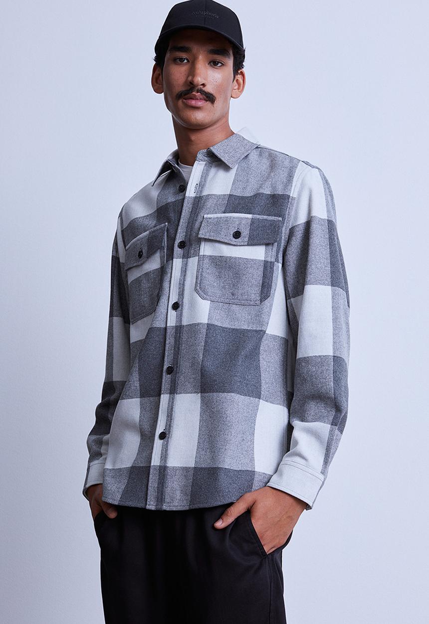 H&M - Twill overshirt - grey/checked