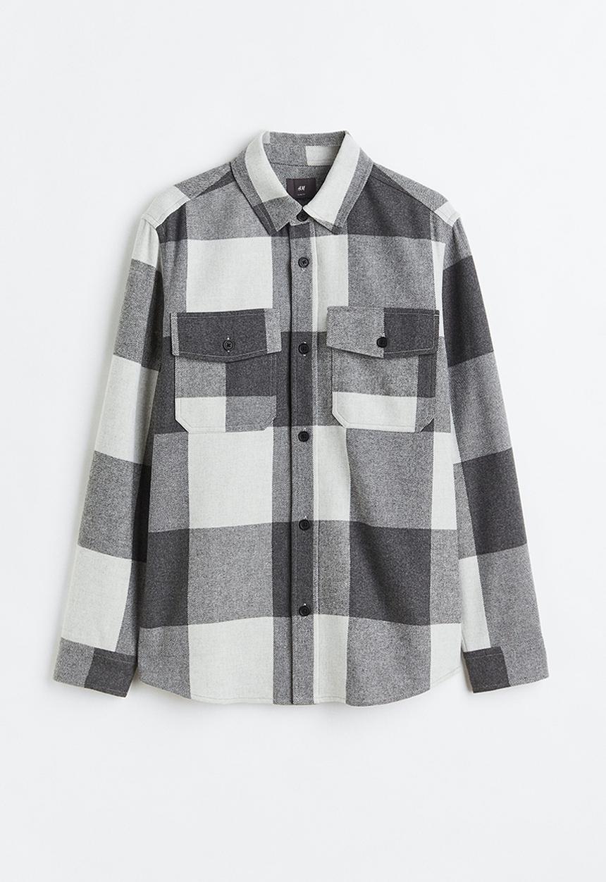 H&M - Twill overshirt - grey/checked