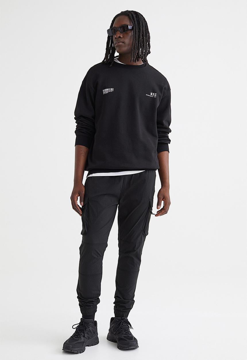 H&M - Skinny fit nylon cargo joggers - black