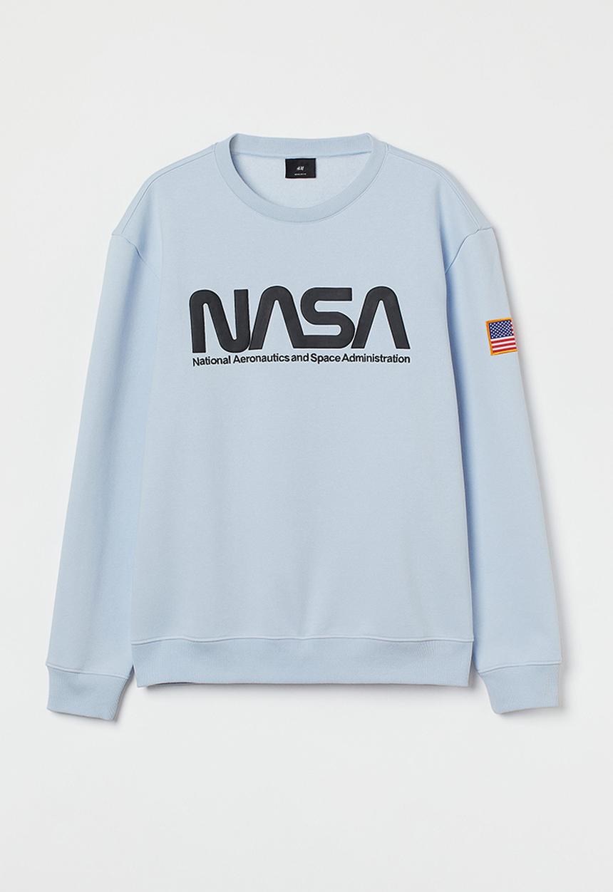 H&M - Printed sweatshirt - light blue/nasa