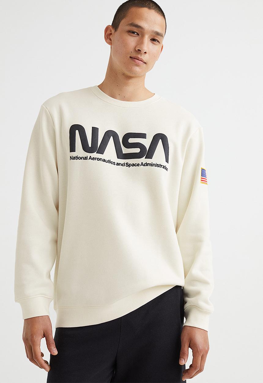 H&M - Printed sweatshirt - natural white/nasa