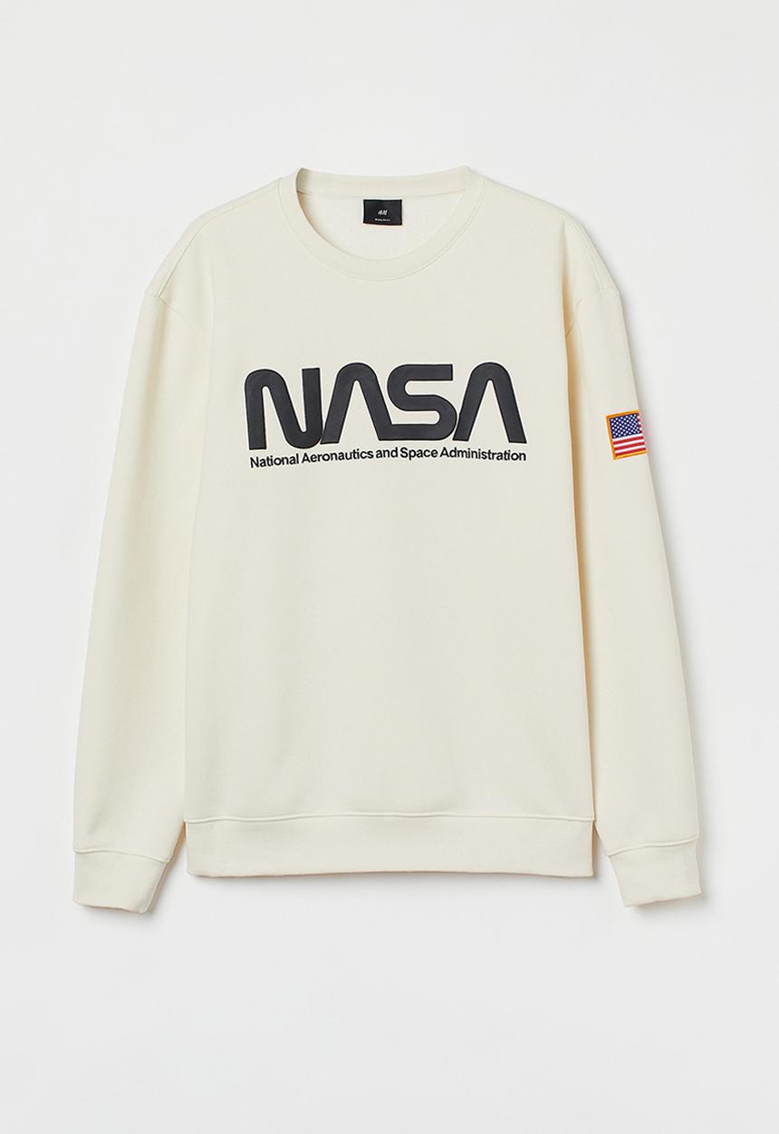 H&M - Printed sweatshirt - natural white/nasa