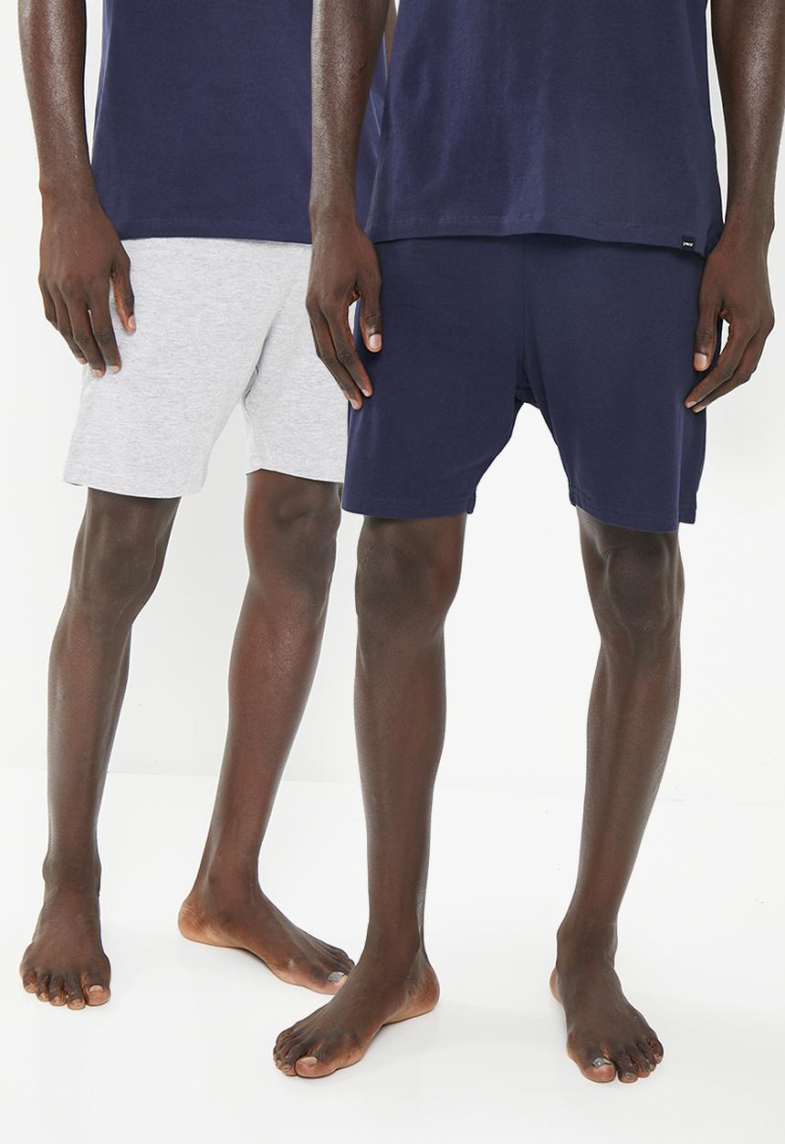 Superbalist - 2 pack  knitted regular lounge short - navy & grey 