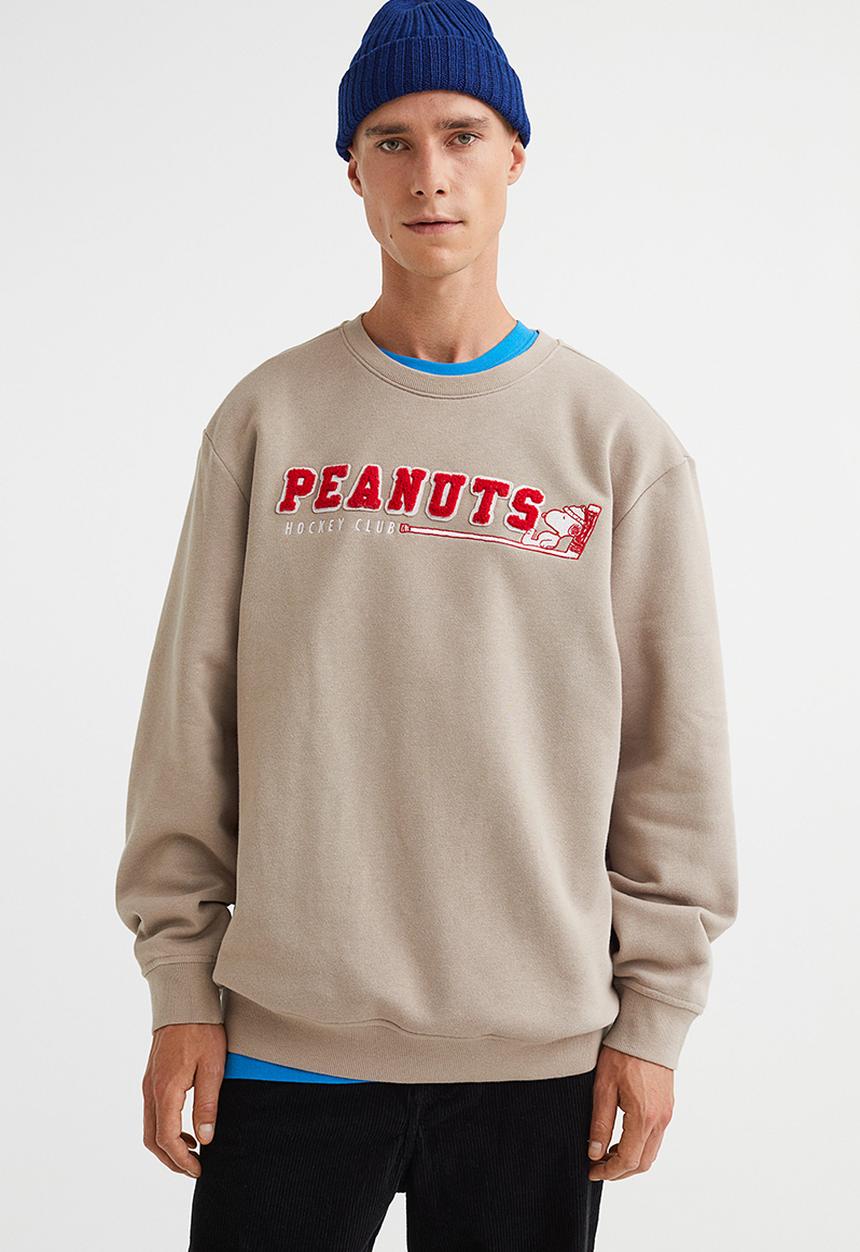 H&M - Regular fit printed sweatshirt - beige/snoopy