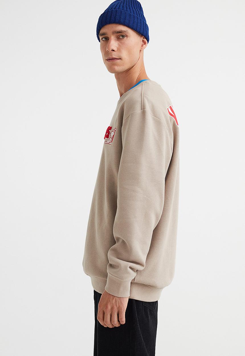 H&M - Regular fit printed sweatshirt - beige/snoopy