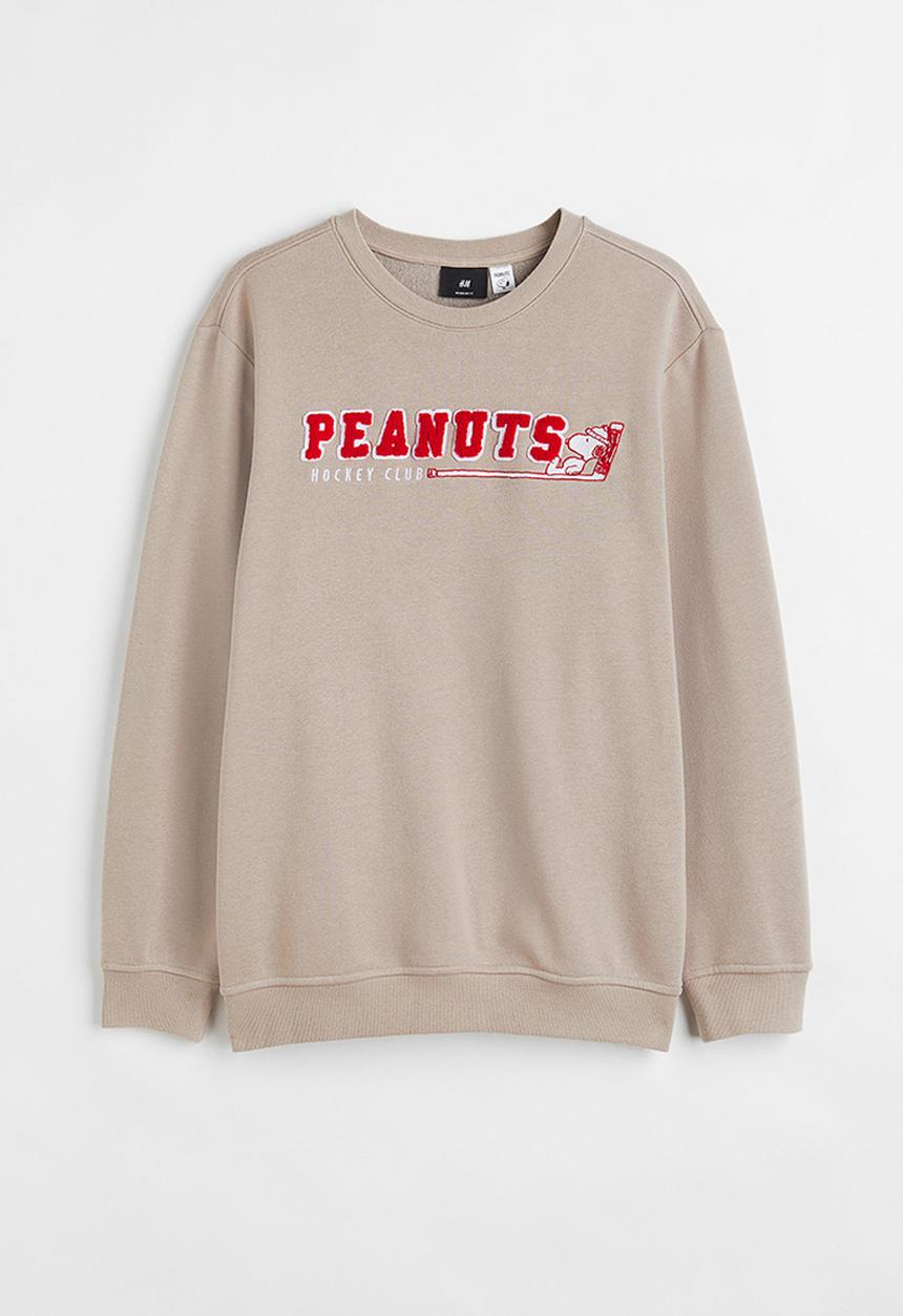 H&M - Regular fit printed sweatshirt - beige/snoopy