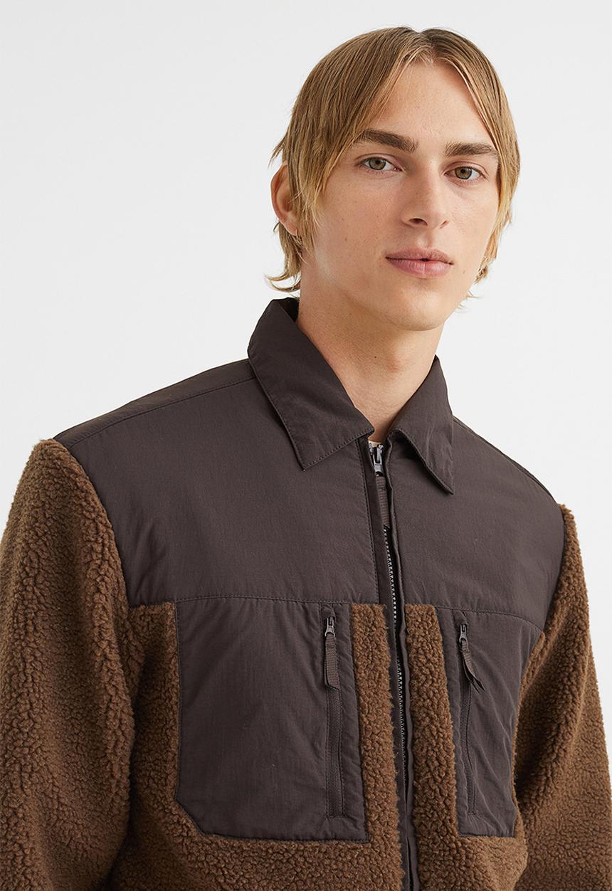 H&M - Regular fit teddy overshirt - brown