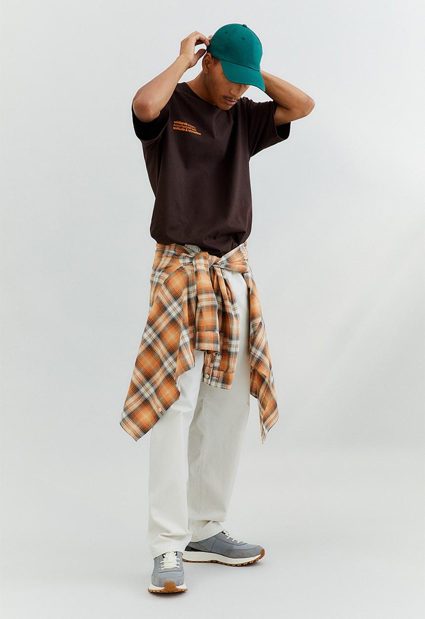 H&M - Relaxed fit cotton T-shirt - dark brown/mountains