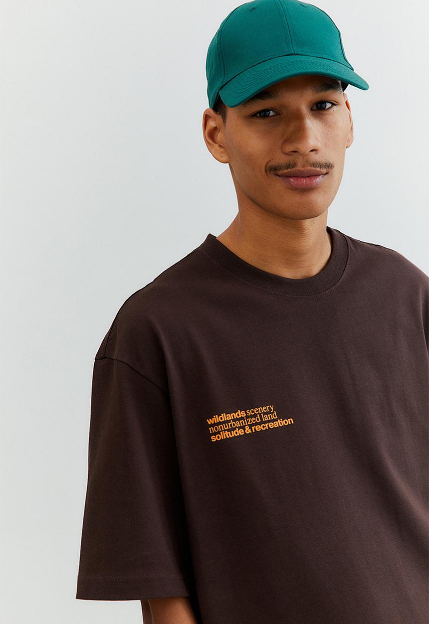 H&M - Relaxed fit cotton T-shirt - dark brown/mountains