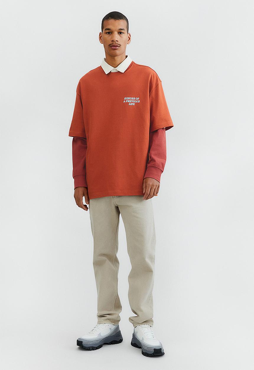 H&M - Relaxed fit cotton T-shirt - orange/echoes