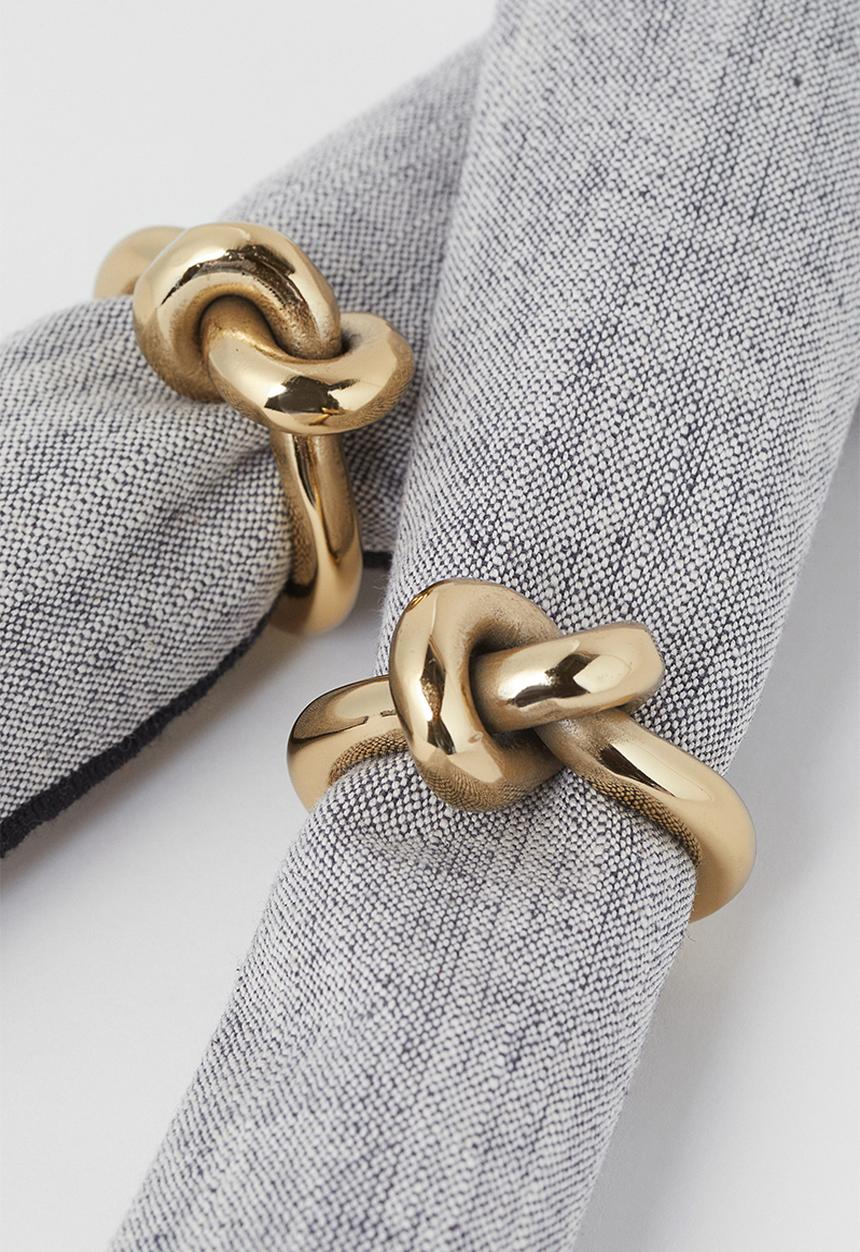 H&M - 2-pack knot-detail napkin rings - gold