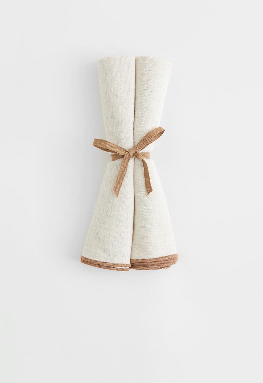 H&M - 2-pack linen-blend napkins - beige/multi