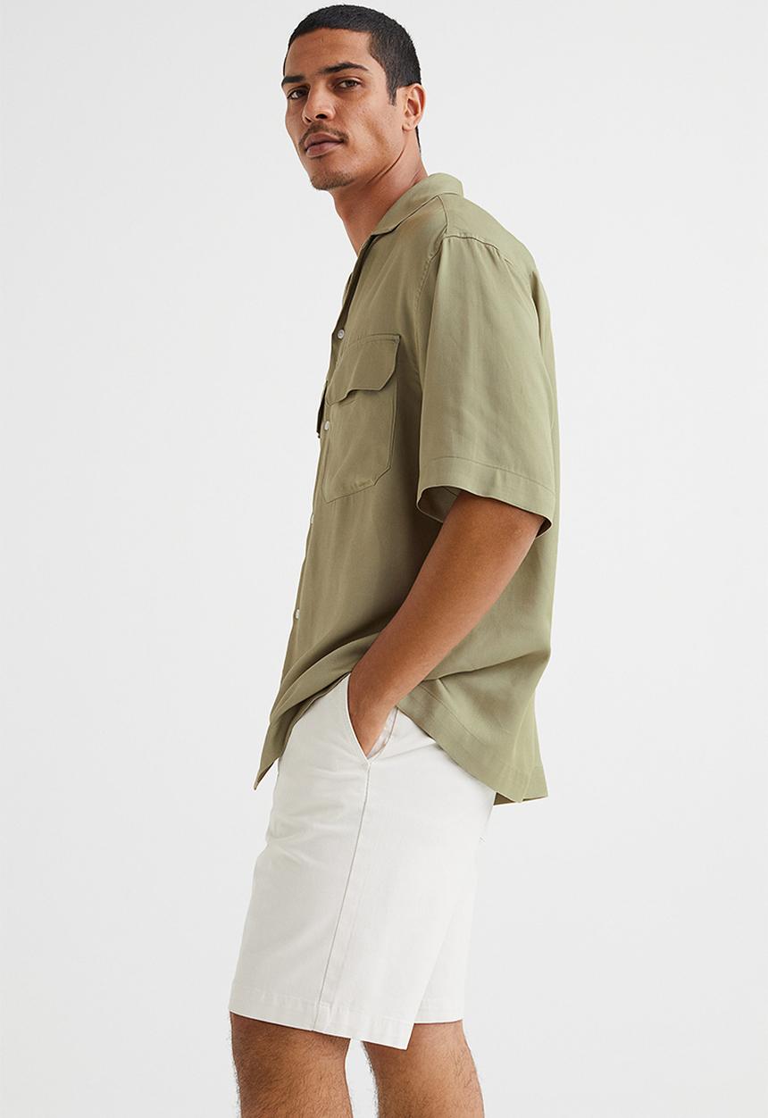 H&M - Relaxed fit lyocell resort shirt - khaki green