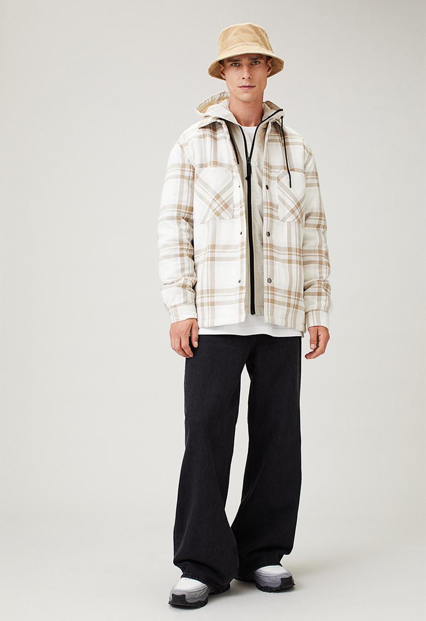 H&M - Padded overshirt - white/beige checked
