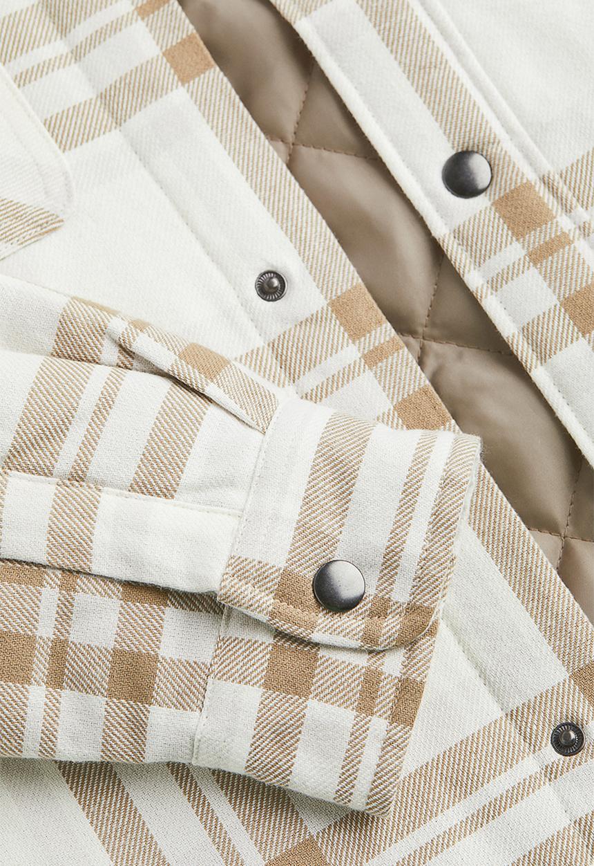 H&M - Padded overshirt - white/beige checked