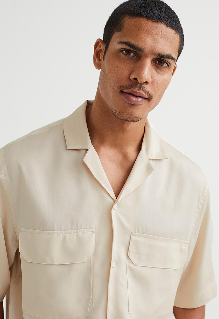 H&M - Relaxed fit lyocell resort shirt - light beige