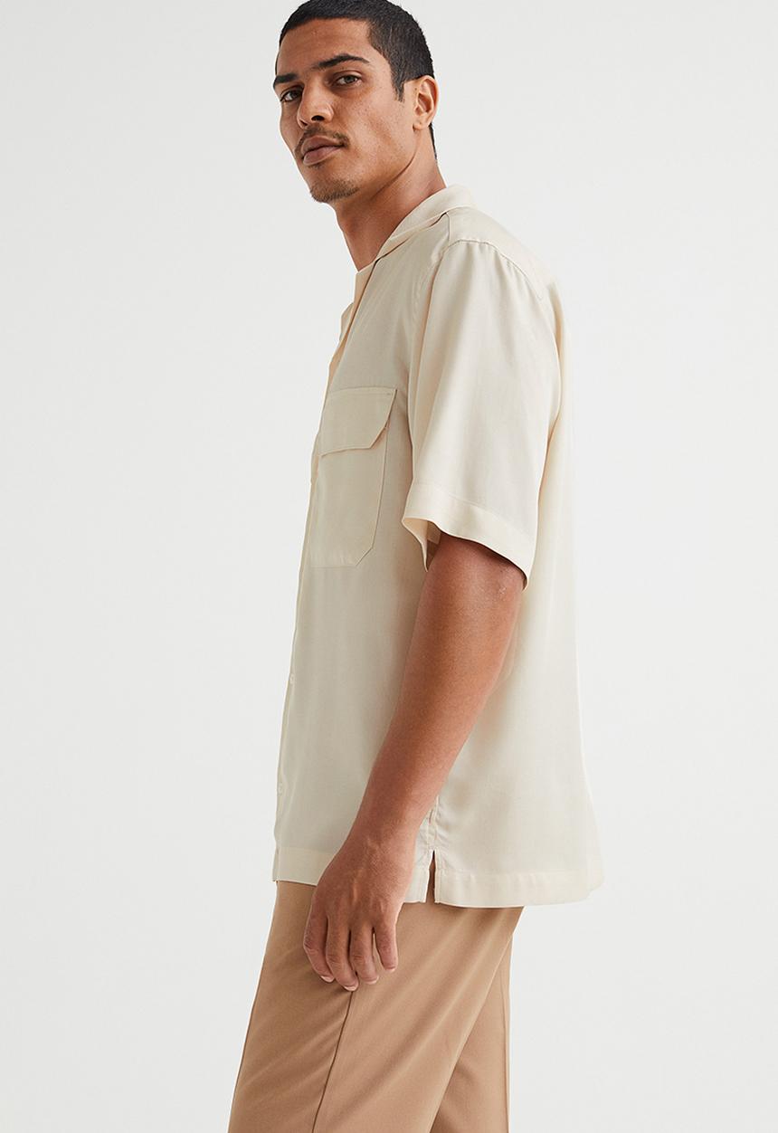 H&M - Relaxed fit lyocell resort shirt - light beige