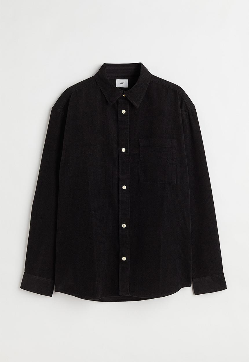 H&M - Relaxed fit corduroy shirt - black