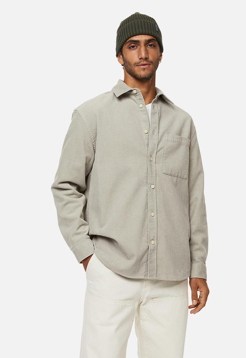 H&M - Relaxed fit corduroy shirt - light greige