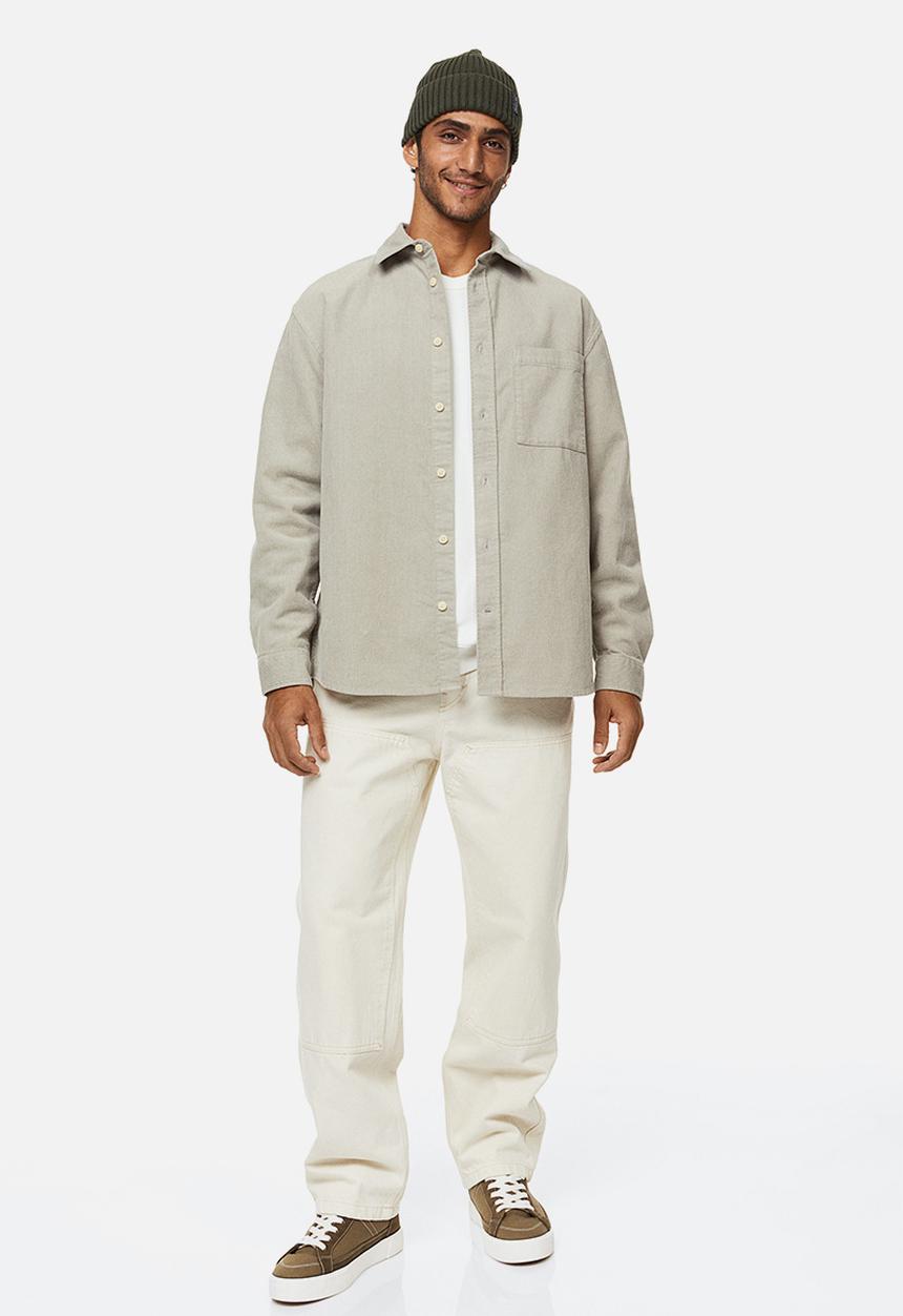 H&M - Relaxed fit corduroy shirt - light greige