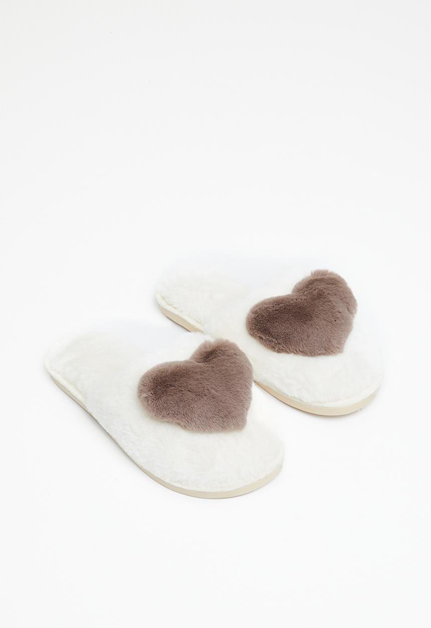 Superbalist - Heart closed toe slipper - cream/mocha