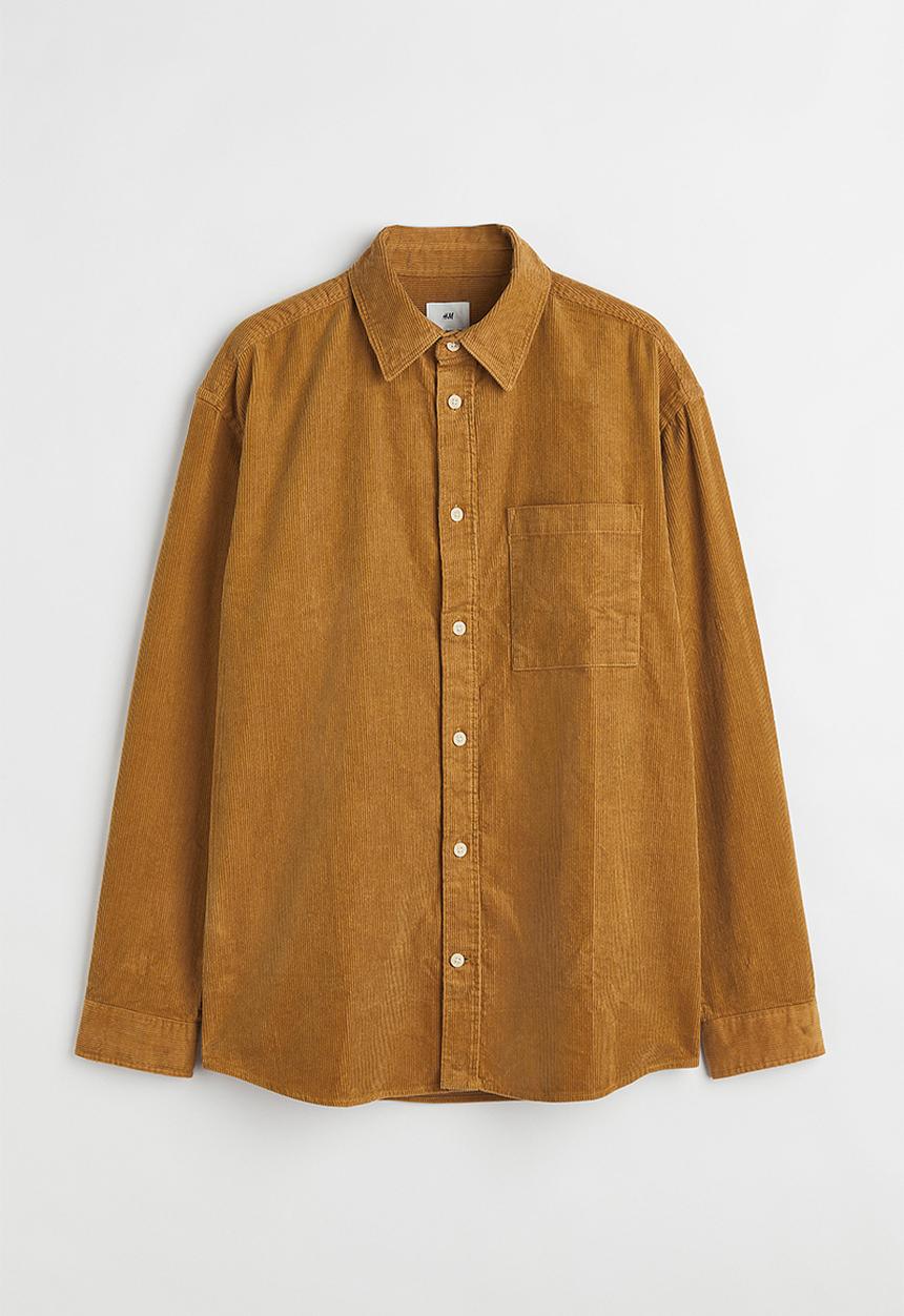 H&M - Relaxed fit corduroy shirt - mustard yellow