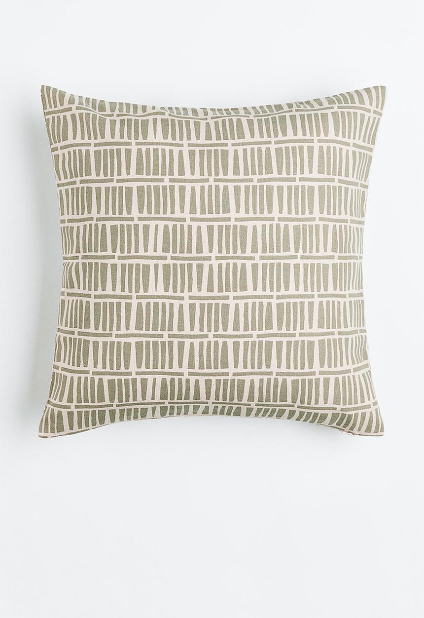 H&M - Patterned cotton cushion cover - green/multi