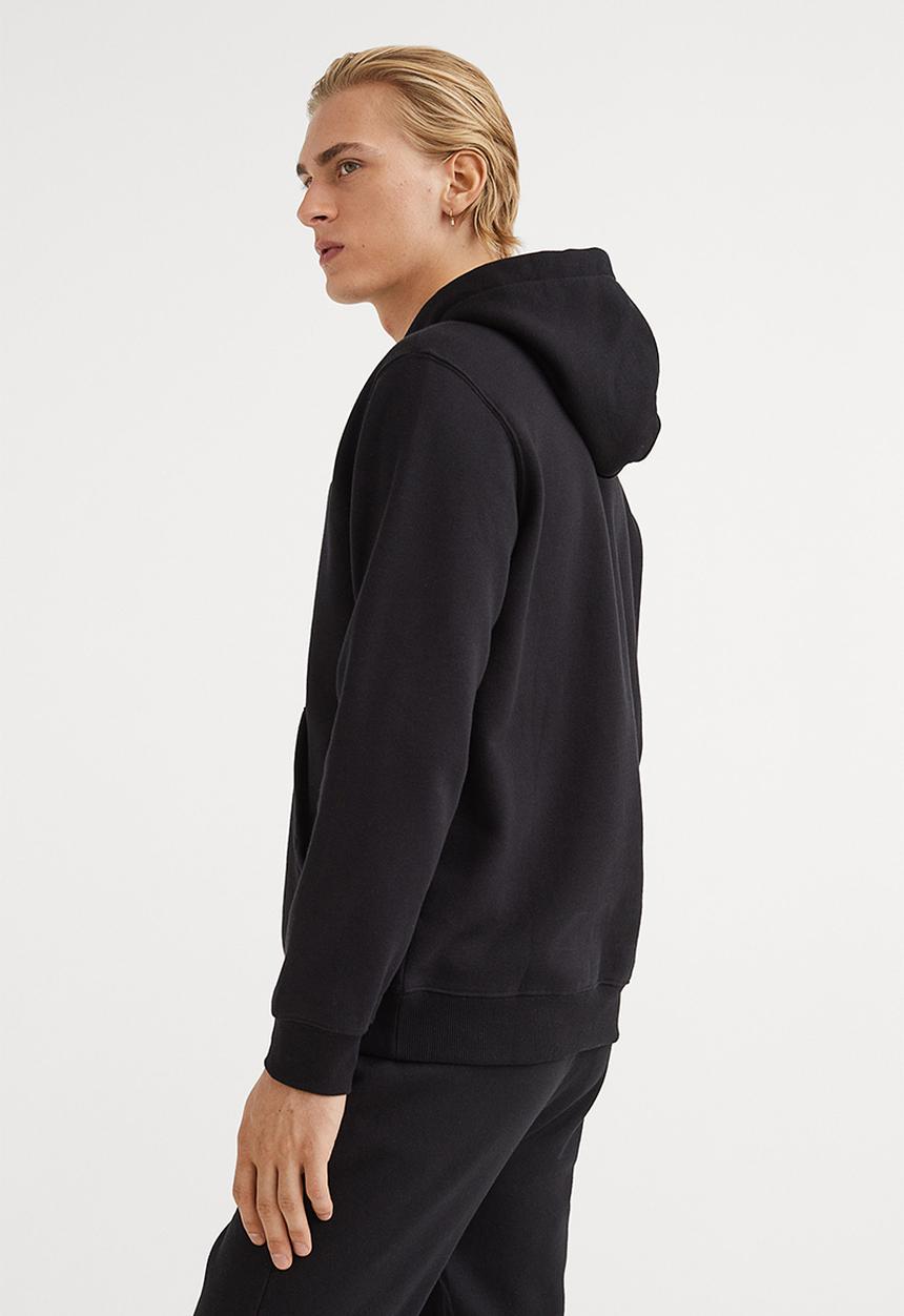 H&M - Regular fit printed hoodie - black