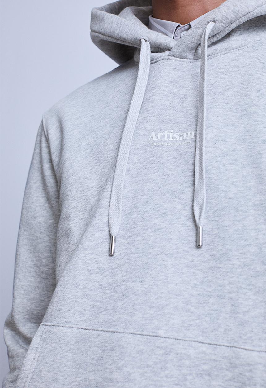 H&M - Regular fit printed hoodie - grey marl/artisan