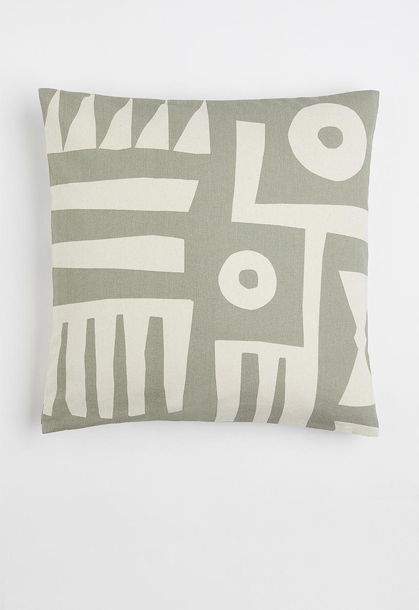 H&M - Patterned cotton cushion cover - green/multi