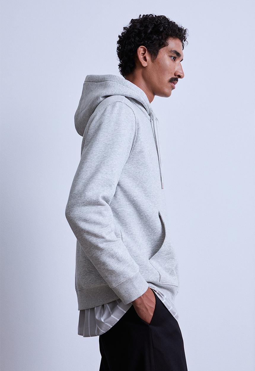 H&M - Regular fit printed hoodie - grey marl/artisan