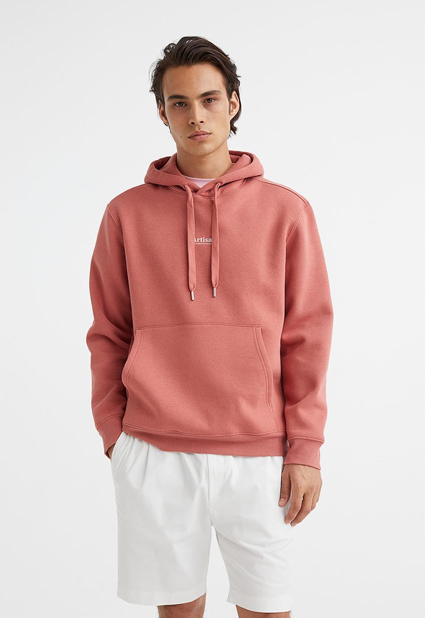 H&M - Regular fit printed hoodie - old rose
