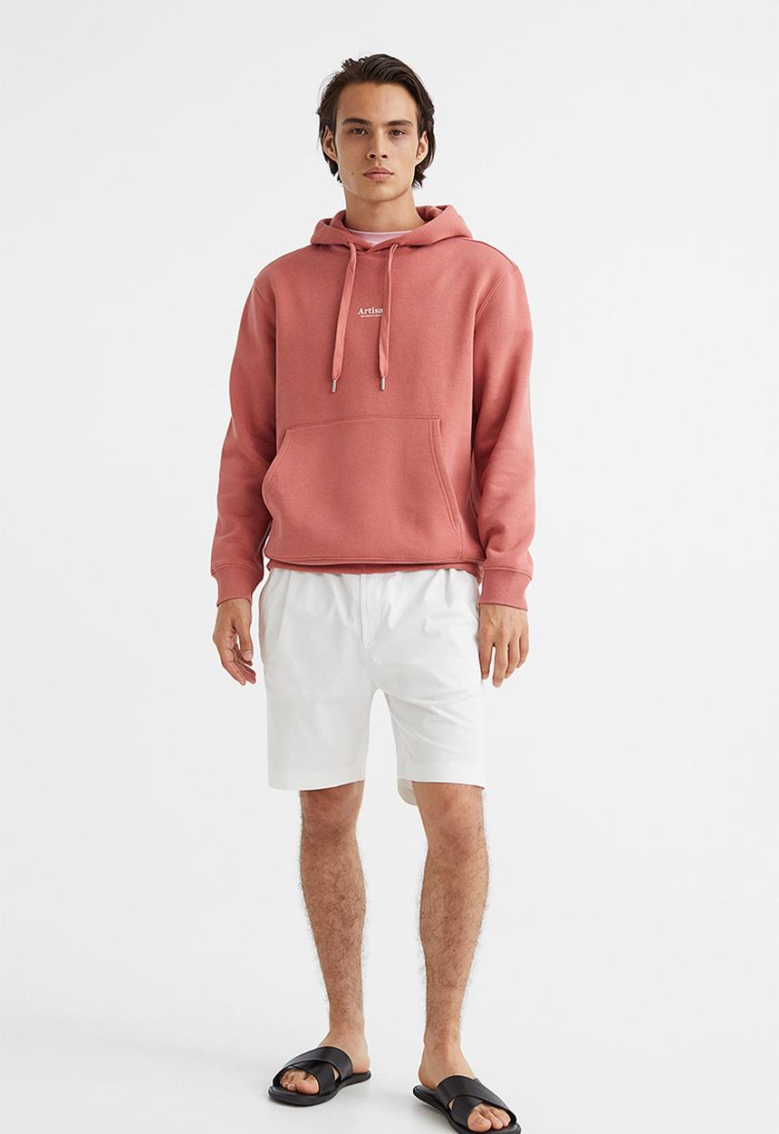 H&M - Regular fit printed hoodie - old rose