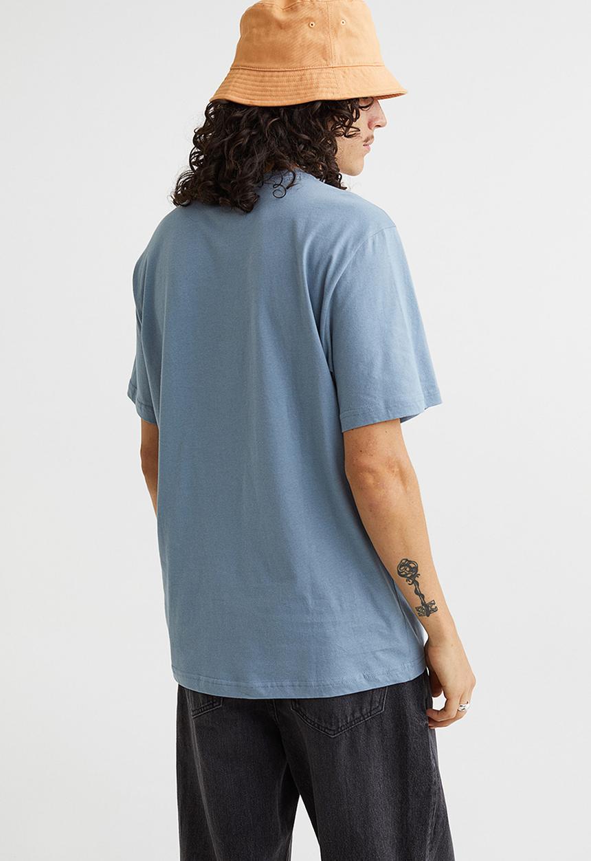 H&M - Regular fit printed T-shirt - blue/school cool