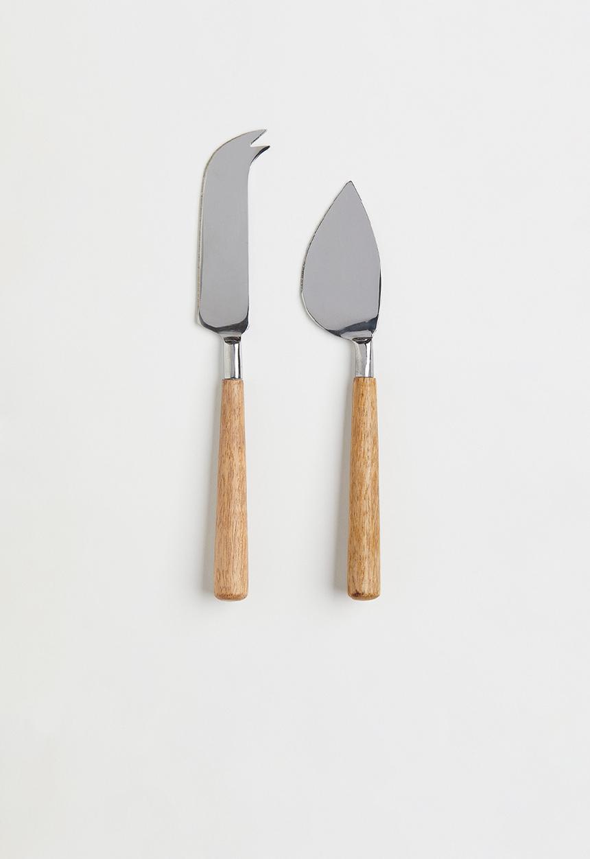 H&M - 2-pack metal cheese knives - silver/brown/multi
