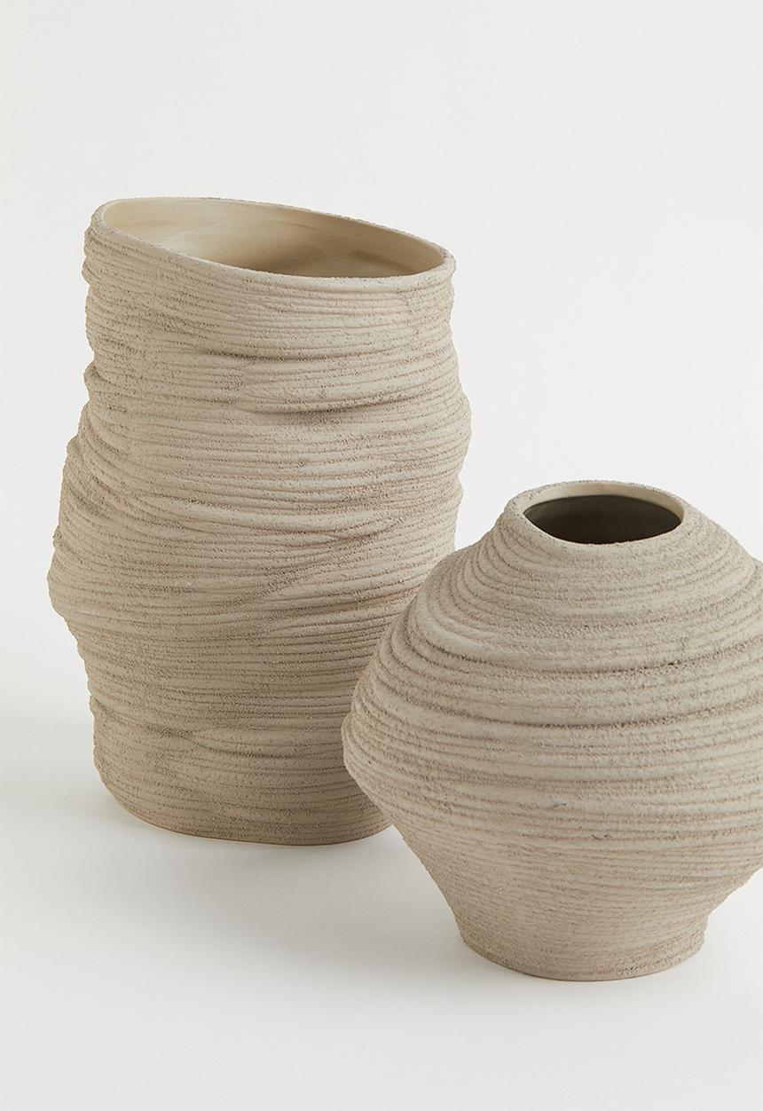 H&M - Asymmetric stoneware vase - beige/grey I