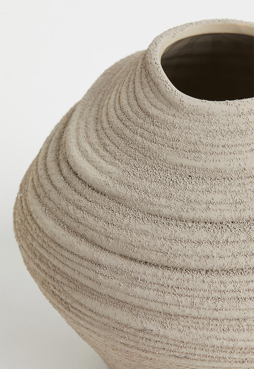 H&M - Asymmetric stoneware vase - beige/grey I
