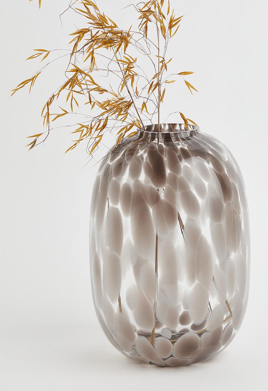 H&M - Patterned large glass vase - beige/multi