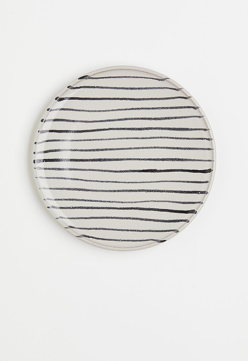 H&M - Terracotta mid plate - white striped