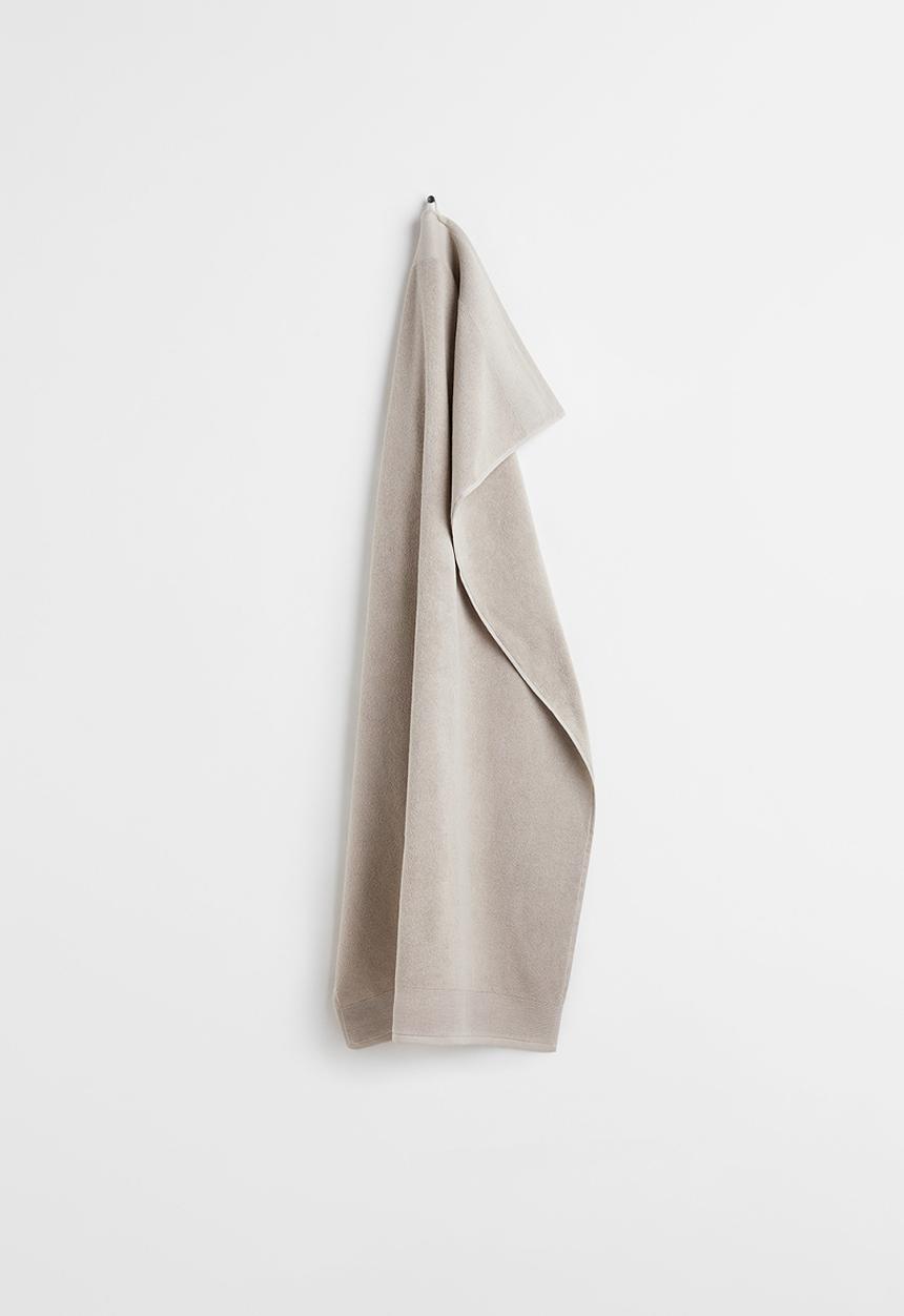 H&M - Cotton terry bath sheet - beige/grey