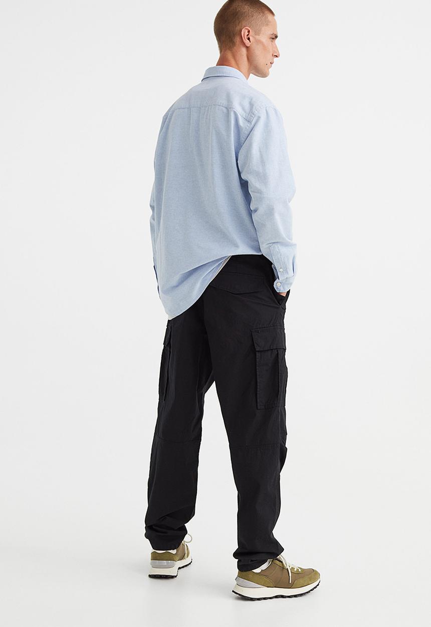 H&M - Regular fit ripstop cargo trouser - black