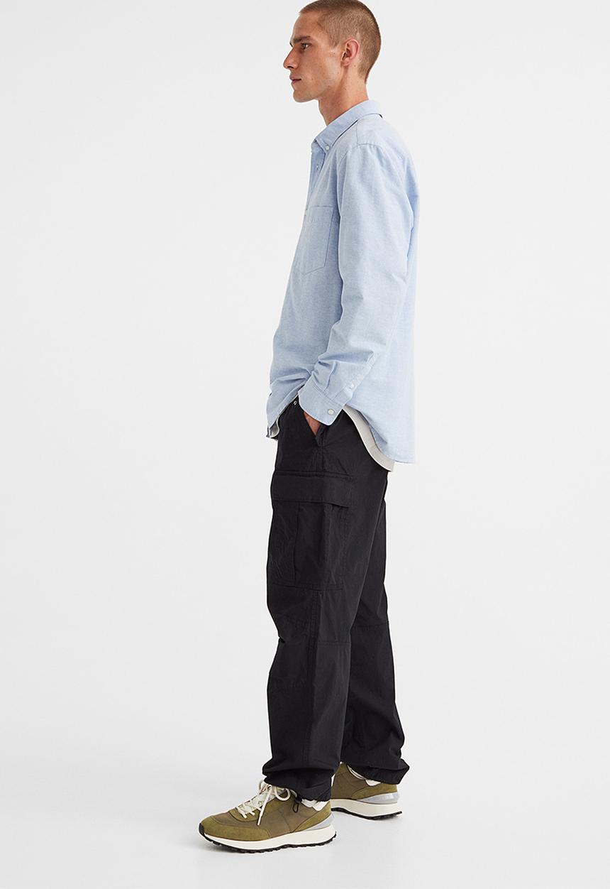 H&M - Regular fit ripstop cargo trouser - black