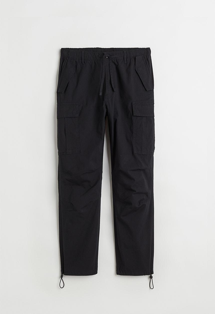 H&M - Regular fit ripstop cargo trouser - black