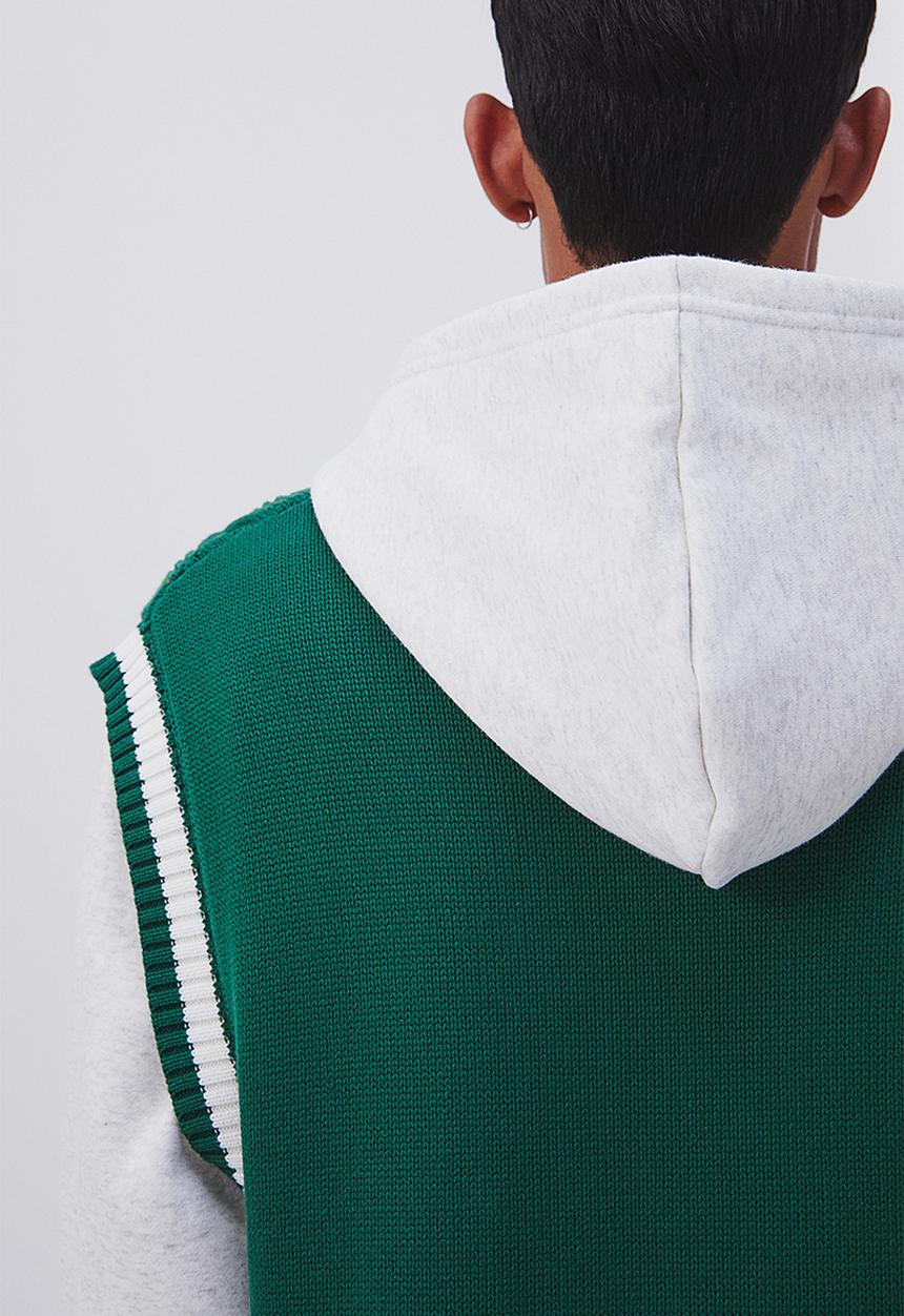 H&M - Relaxed fit cable-knit sweater vest - dark green & white