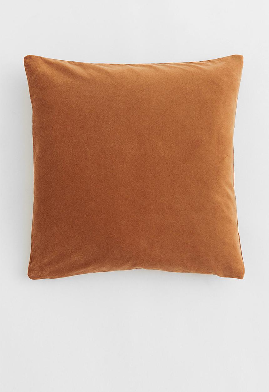 H&M - Cotton velvet cushion cover - brown