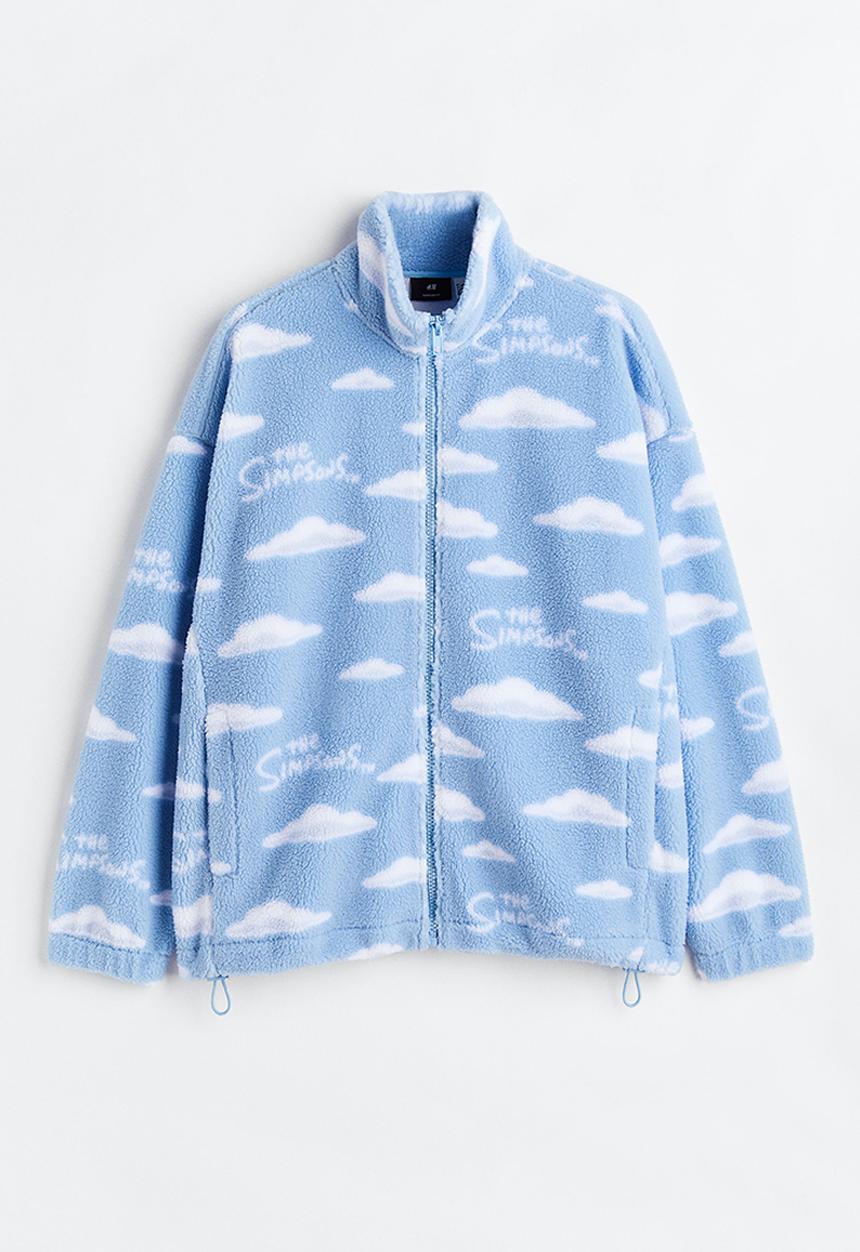 H&M - Oversized fit teddy jacket - light blue/the simpsons