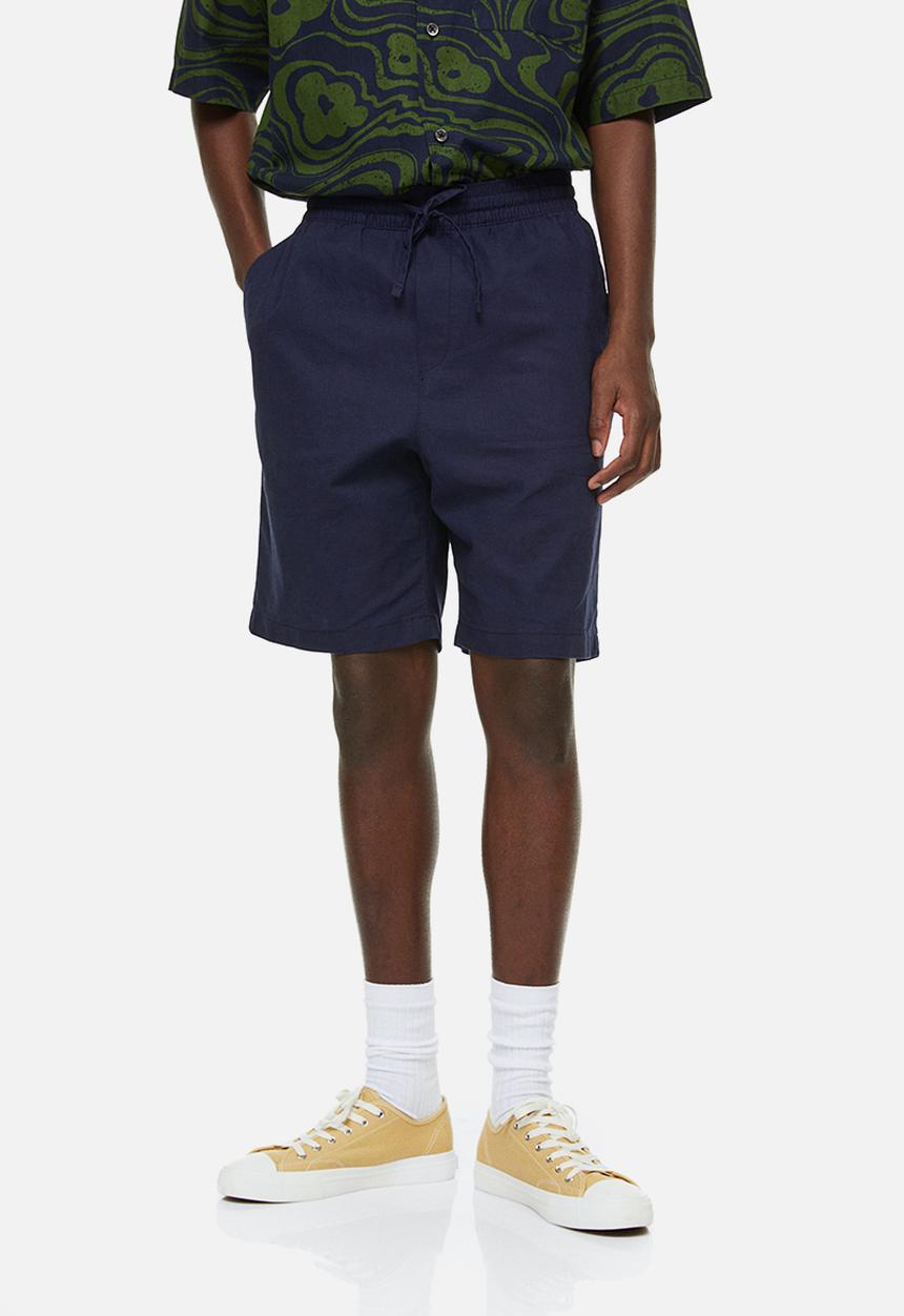 H&M - Loose fit linen-blend shorts - dark blue