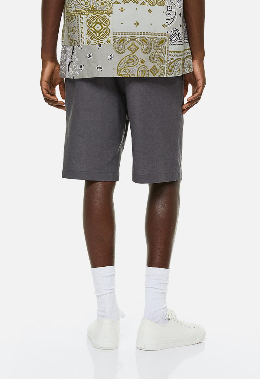 H&M - Loose fit linen-blend shorts - dark grey