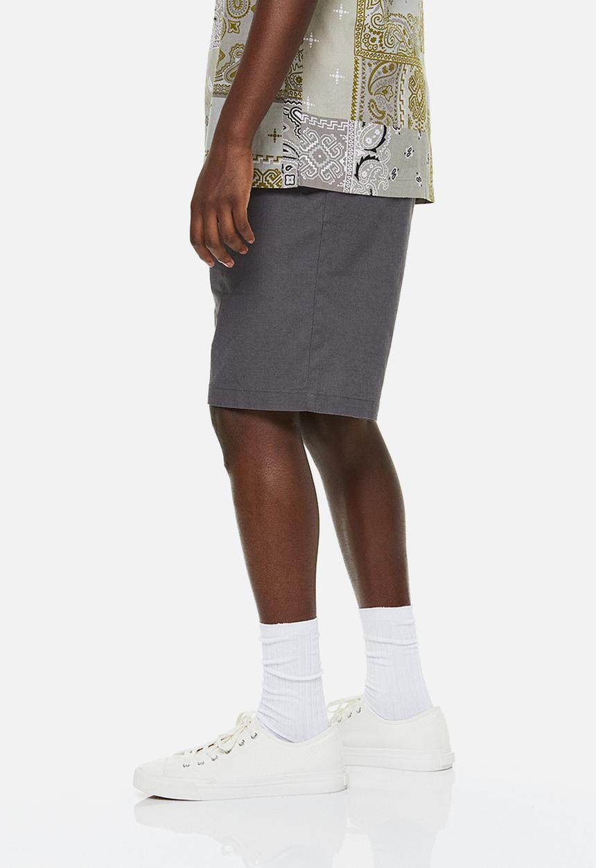 H&M - Loose fit linen-blend shorts - dark grey