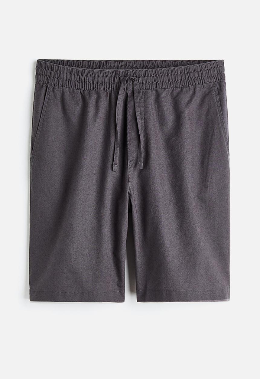 H&M - Loose fit linen-blend shorts - dark grey